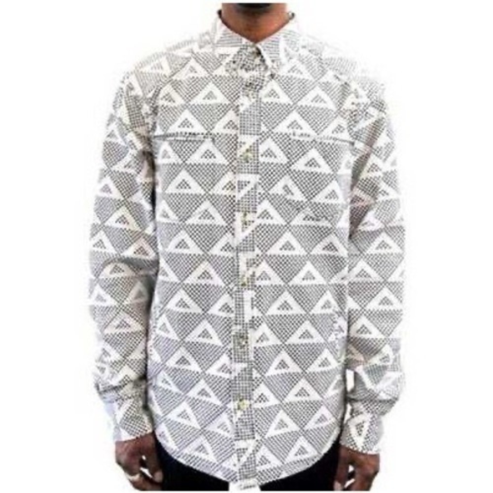 Black Scale Mens XXL Geometric Triangle Print Button Up Shirt Streetwear